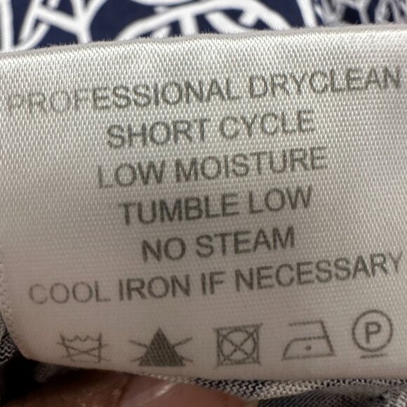 Tory Burch Silk Long Sleeve Top Women’s M Navy White Geometric Print Lightweight - Picture 9 of 11